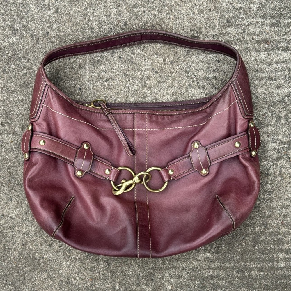 Plum Coach buckle Ergo Shoulder Bag